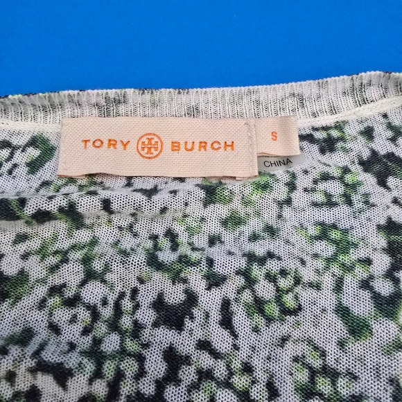 Tory Burch Floral Print 3/4 Sleeve Button Front Cardigan Sweater EUC - Picture 4 of 9